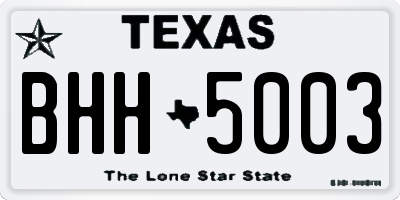 TX license plate BHH5003