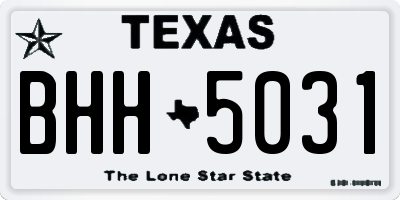 TX license plate BHH5031
