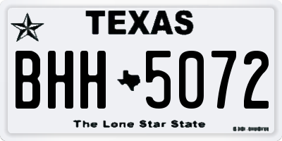 TX license plate BHH5072