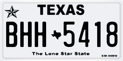 TX license plate BHH5418