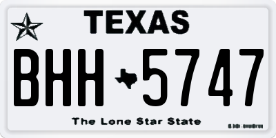 TX license plate BHH5747