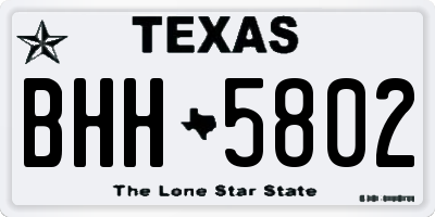 TX license plate BHH5802