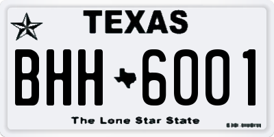 TX license plate BHH6001