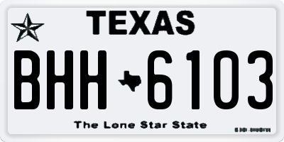 TX license plate BHH6103
