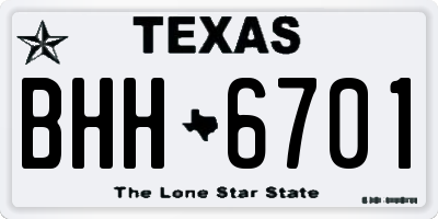 TX license plate BHH6701