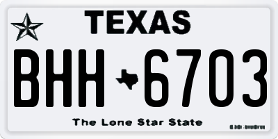 TX license plate BHH6703