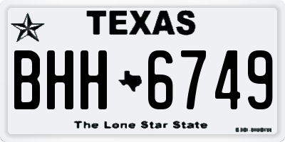 TX license plate BHH6749