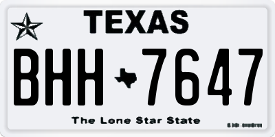 TX license plate BHH7647