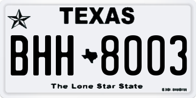 TX license plate BHH8003