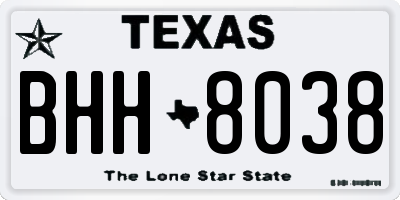 TX license plate BHH8038