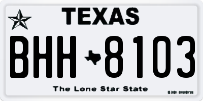 TX license plate BHH8103