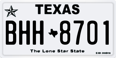 TX license plate BHH8701