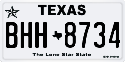 TX license plate BHH8734