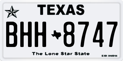 TX license plate BHH8747