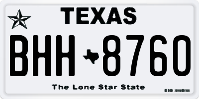 TX license plate BHH8760