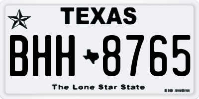 TX license plate BHH8765