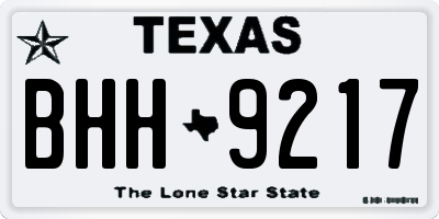 TX license plate BHH9217