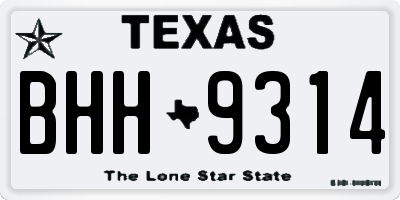 TX license plate BHH9314