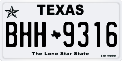 TX license plate BHH9316