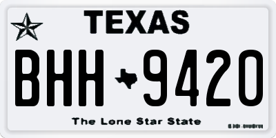 TX license plate BHH9420
