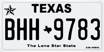 TX license plate BHH9783