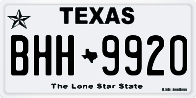 TX license plate BHH9920