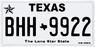 TX license plate BHH9922