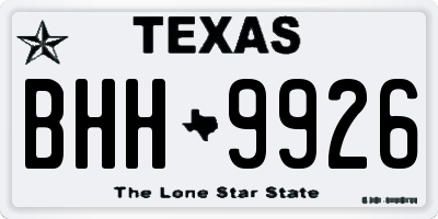 TX license plate BHH9926