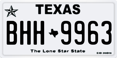 TX license plate BHH9963