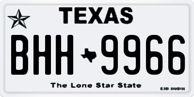 TX license plate BHH9966