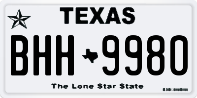 TX license plate BHH9980