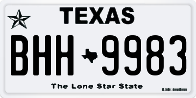 TX license plate BHH9983