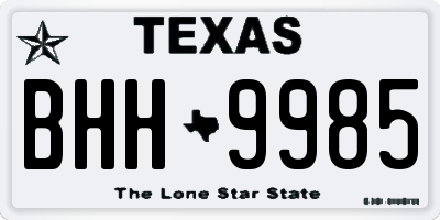 TX license plate BHH9985