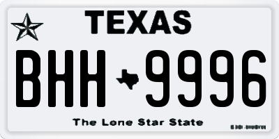 TX license plate BHH9996