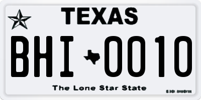 TX license plate BHI0010