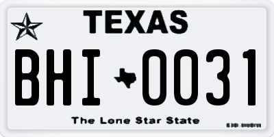 TX license plate BHI0031