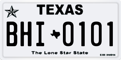 TX license plate BHI0101