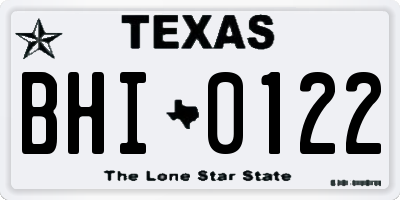 TX license plate BHI0122