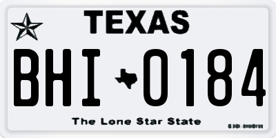 TX license plate BHI0184