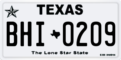 TX license plate BHI0209