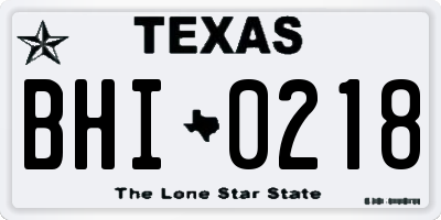 TX license plate BHI0218