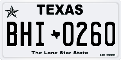 TX license plate BHI0260