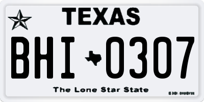 TX license plate BHI0307
