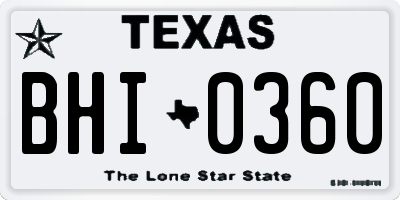 TX license plate BHI0360