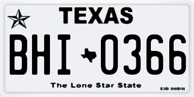 TX license plate BHI0366