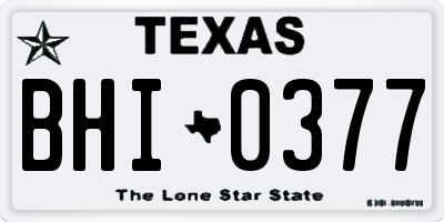 TX license plate BHI0377