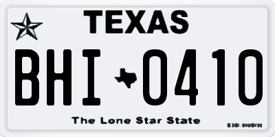 TX license plate BHI0410