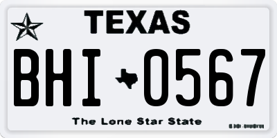 TX license plate BHI0567