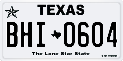 TX license plate BHI0604