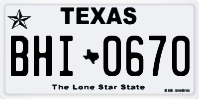 TX license plate BHI0670